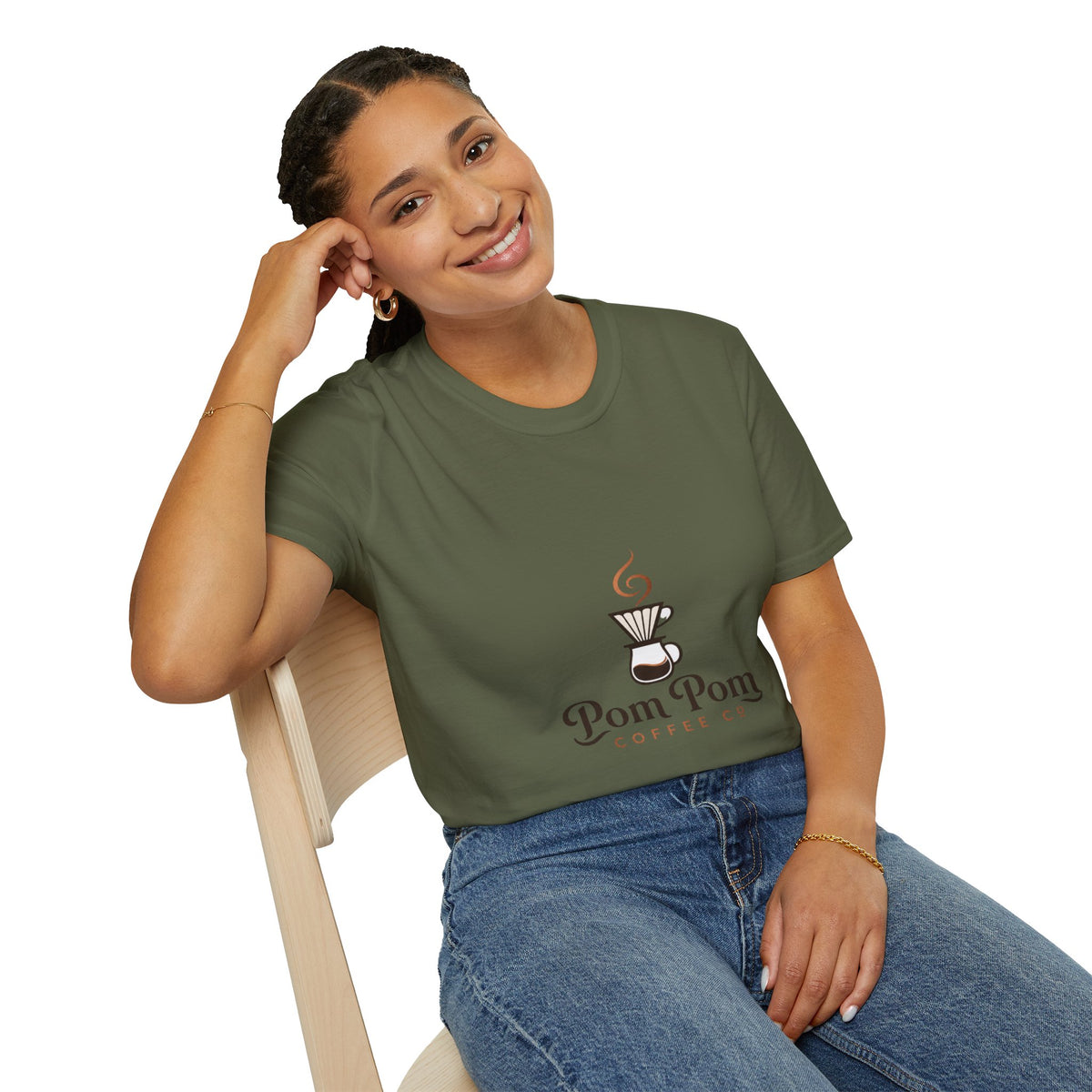 Pomeranian Pom Pom Coffee Pomeranian T-Shirt — “Fueled by Coffee and Pom Pom Energy”