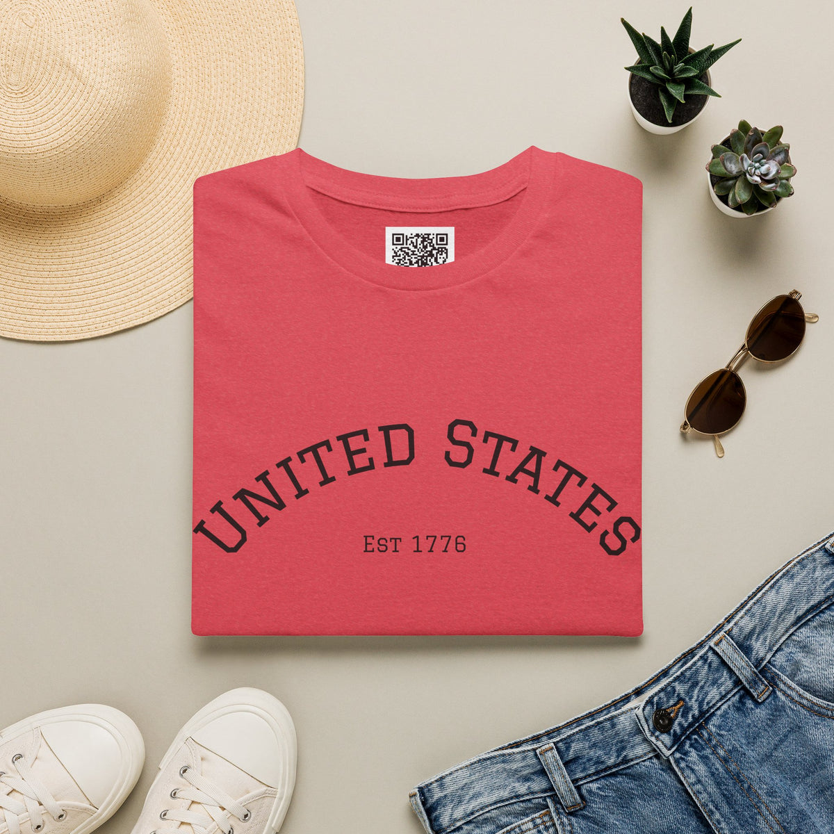 United States EST 1776 T-Shirt | Patriotic Vintage Script Tee