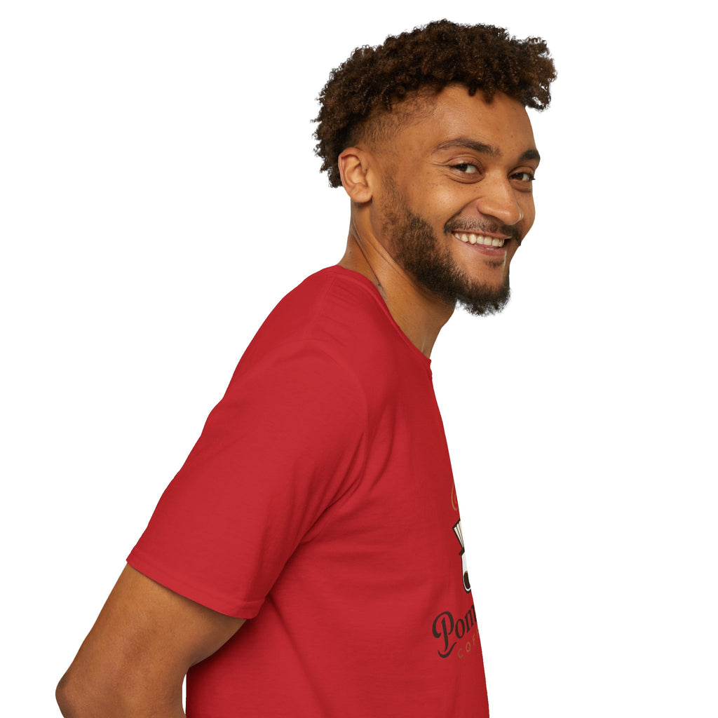 Pomeranian Pom Pom Coffee Pomeranian T-Shirt — “Fueled by Coffee and Pom Pom Energy”