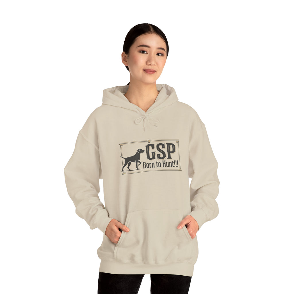 GSP 'Born to Hunt' Hoodie — German Shorthaired Pointer Blueprint Design