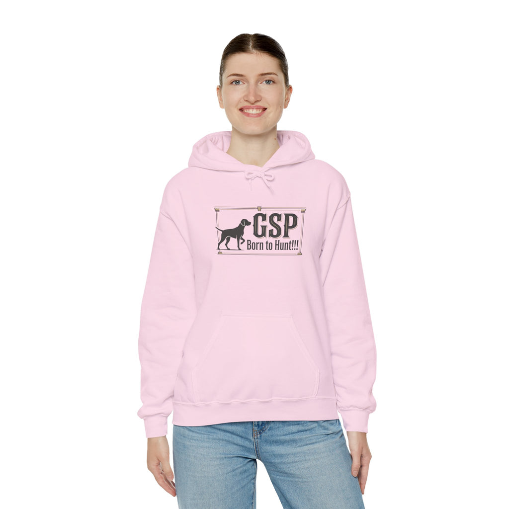 GSP 'Born to Hunt' Hoodie — German Shorthaired Pointer Blueprint Design