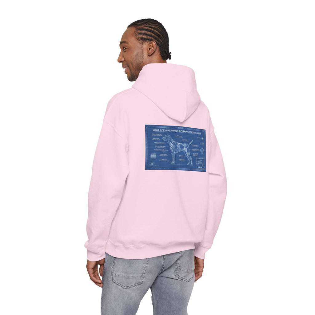 GSP 'Born to Hunt' Hoodie — German Shorthaired Pointer Blueprint Design