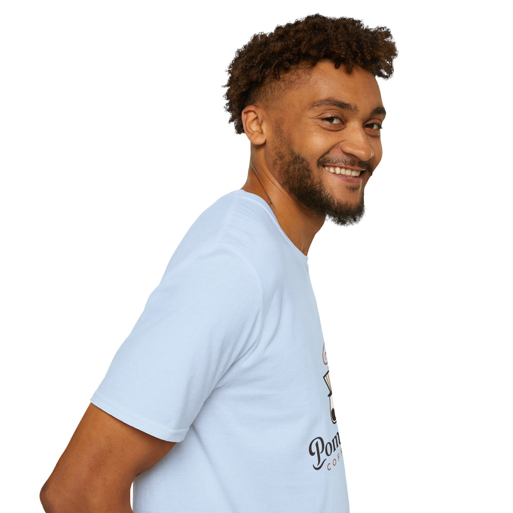 Pomeranian Pom Pom Coffee Pomeranian T-Shirt — “Fueled by Coffee and Pom Pom Energy”