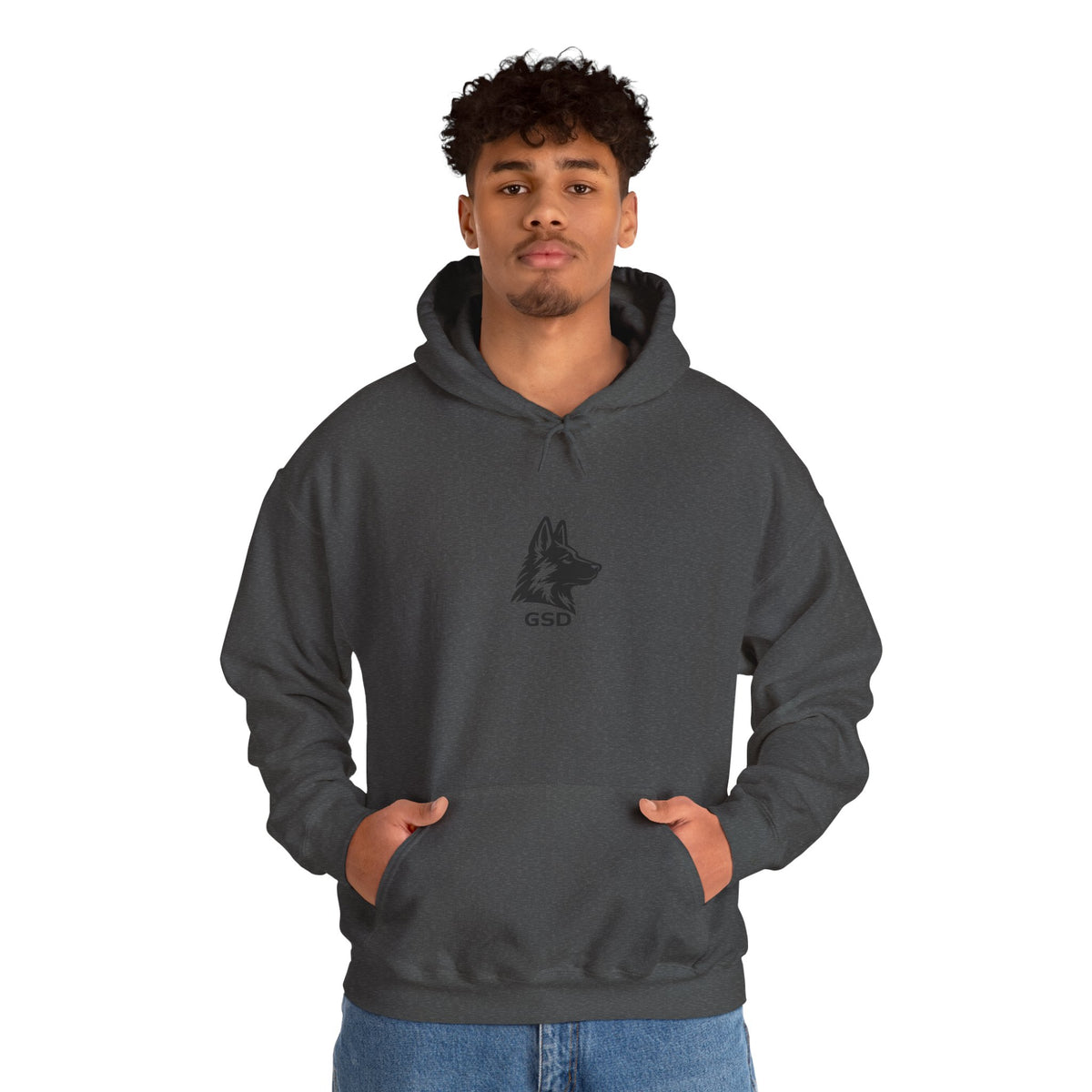 German Shepherd Hoodie - "I Can Run What's Your SuperPower" - Word Cloud Dog Silhouette Graphic Sweatshirt