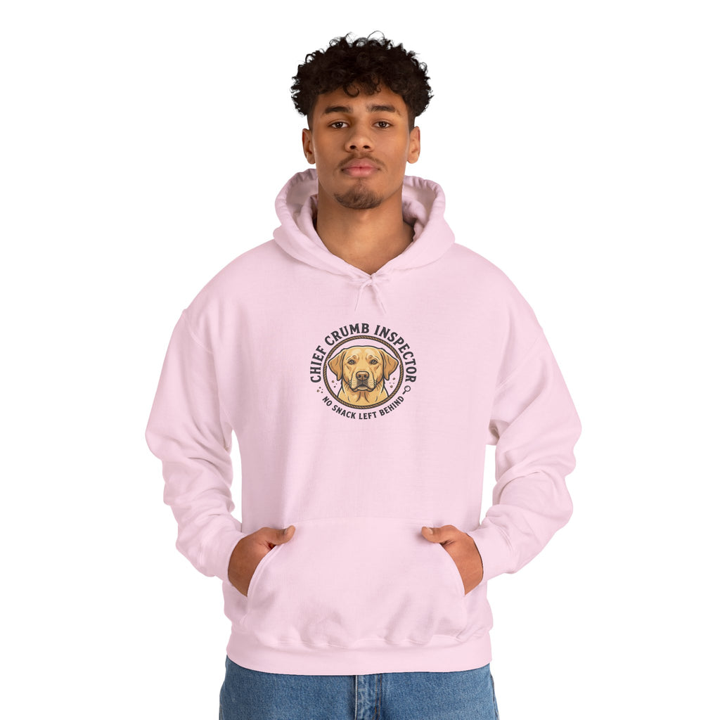Labrador Retriever Hoodie — “Chief Crumb Inspector” Cute Labrador Kitchen Portrait Pullover