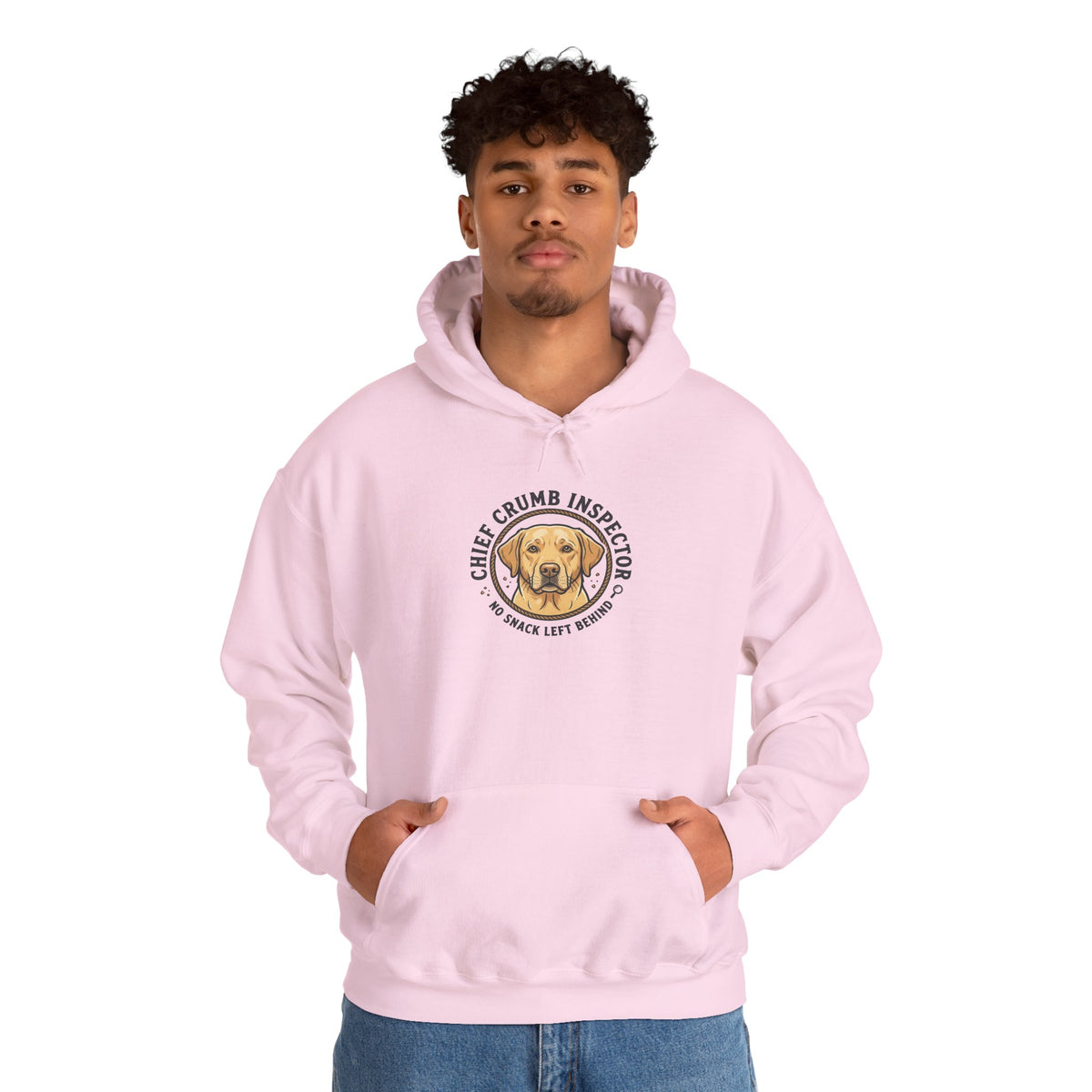 Labrador Retriever Hoodie — “Chief Crumb Inspector” Cute Labrador Kitchen Portrait Pullover