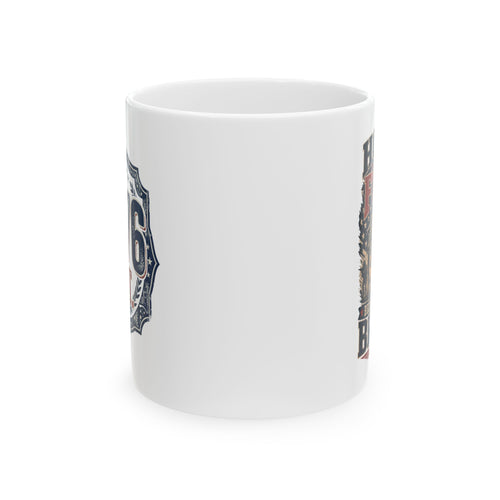 1776 American Freedom Ceramic Mug — Patriotic Police Shield Design (11oz & 15oz)