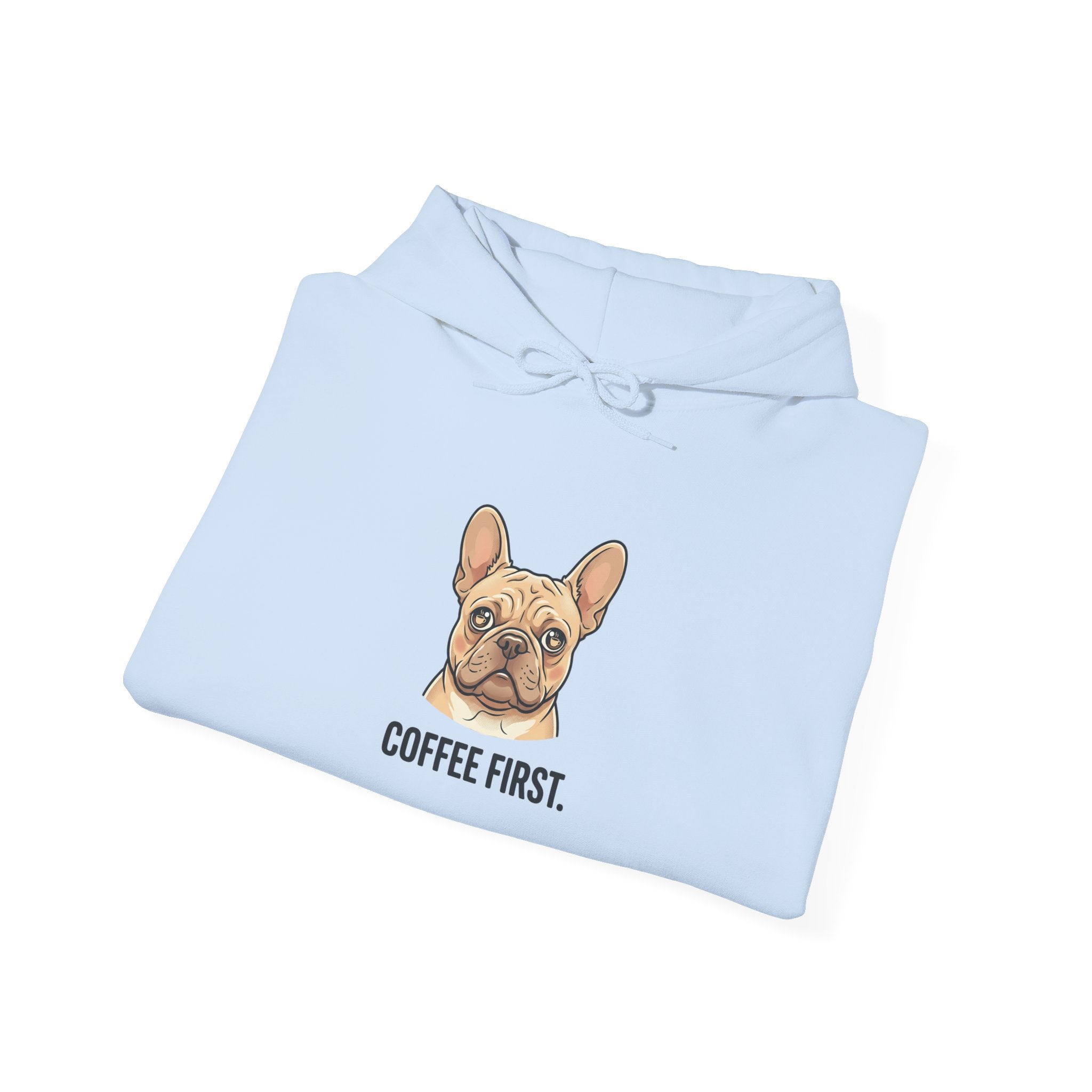 French Bulldog Coffee First Hoodie — 'Then The Zoomies' Graphic Pullover