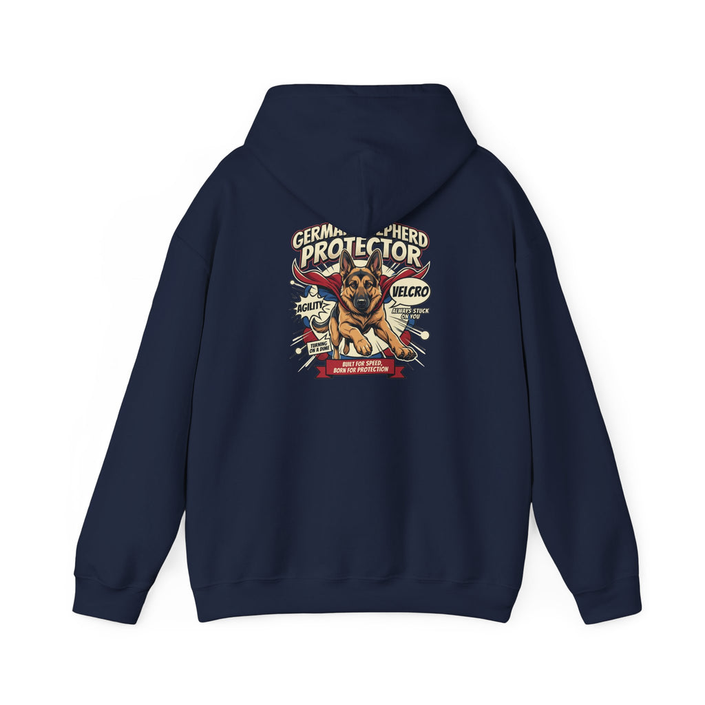 German Shepherd Protector Hoodie — "Not All Heroes Wear Capes" Dog Lover Pullover