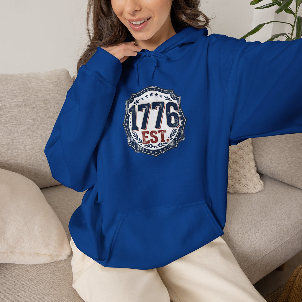 1776 Patriotic Hoodie — "Free Because of the Brave" Military Veteran Sweatshirt