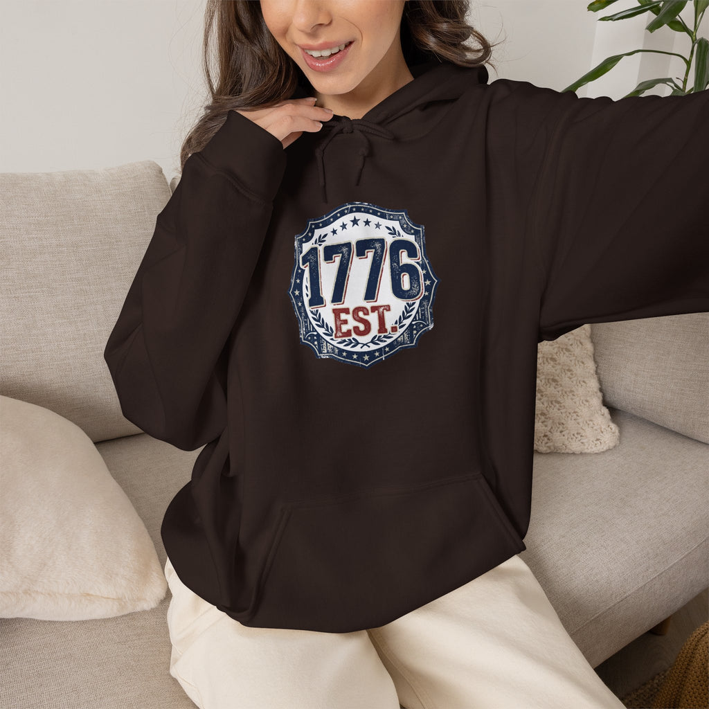1776 Patriotic Hoodie — "Free Because of the Brave" Military Veteran Sweatshirt