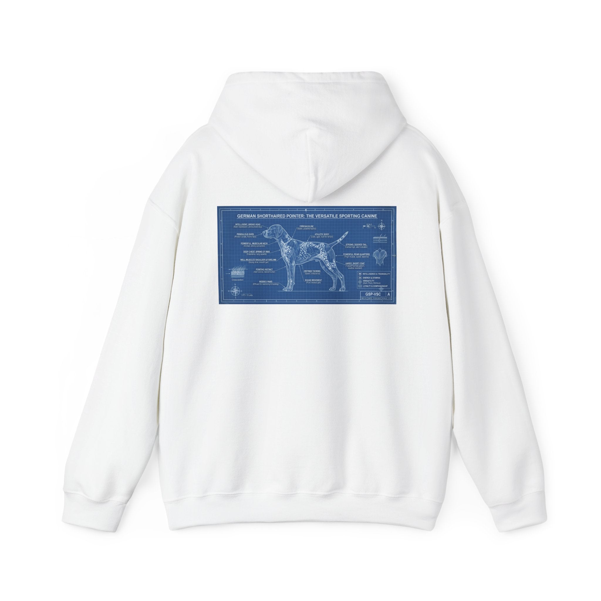 GSP 'Born to Hunt' Hoodie — German Shorthaired Pointer Blueprint Design
