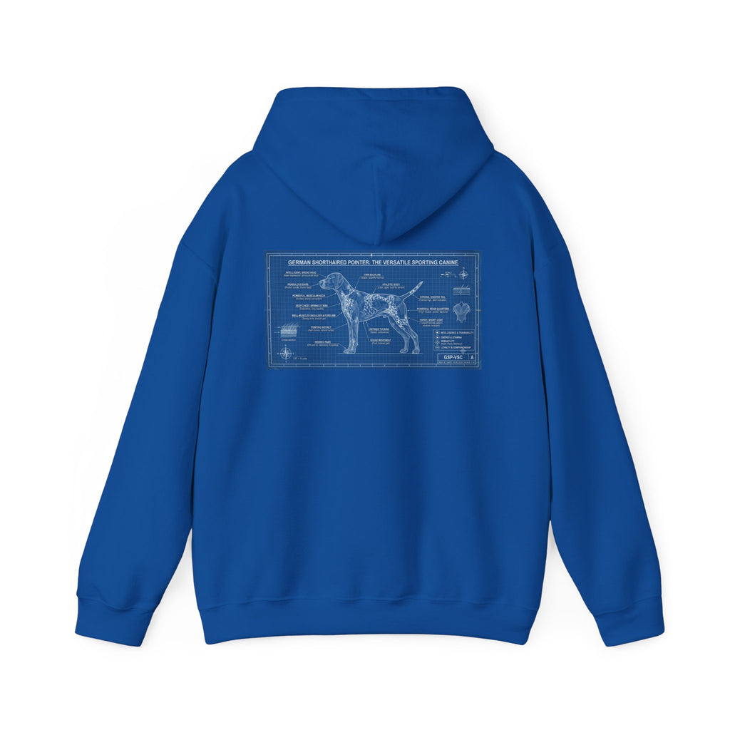 GSP 'Born to Hunt' Hoodie — German Shorthaired Pointer Blueprint Design