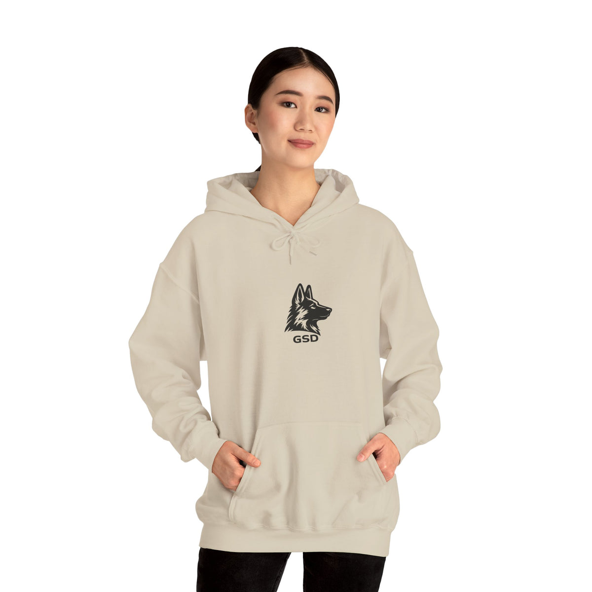 German Shepherd Hoodie - "I Can Run What's Your SuperPower" - Word Cloud Dog Silhouette Graphic Sweatshirt