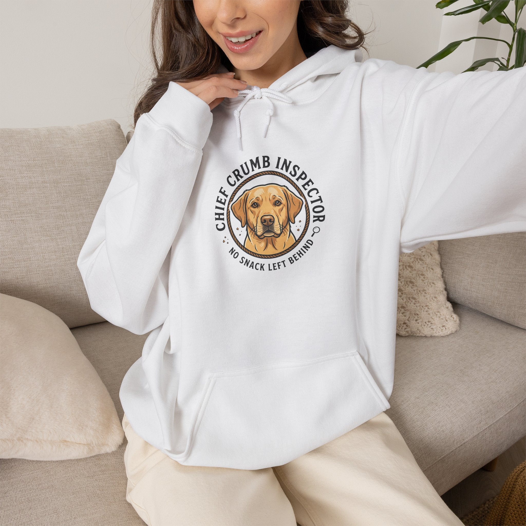 Labrador Retriever Hoodie — “Chief Crumb Inspector” Cute Labrador Kitchen Portrait Pullover