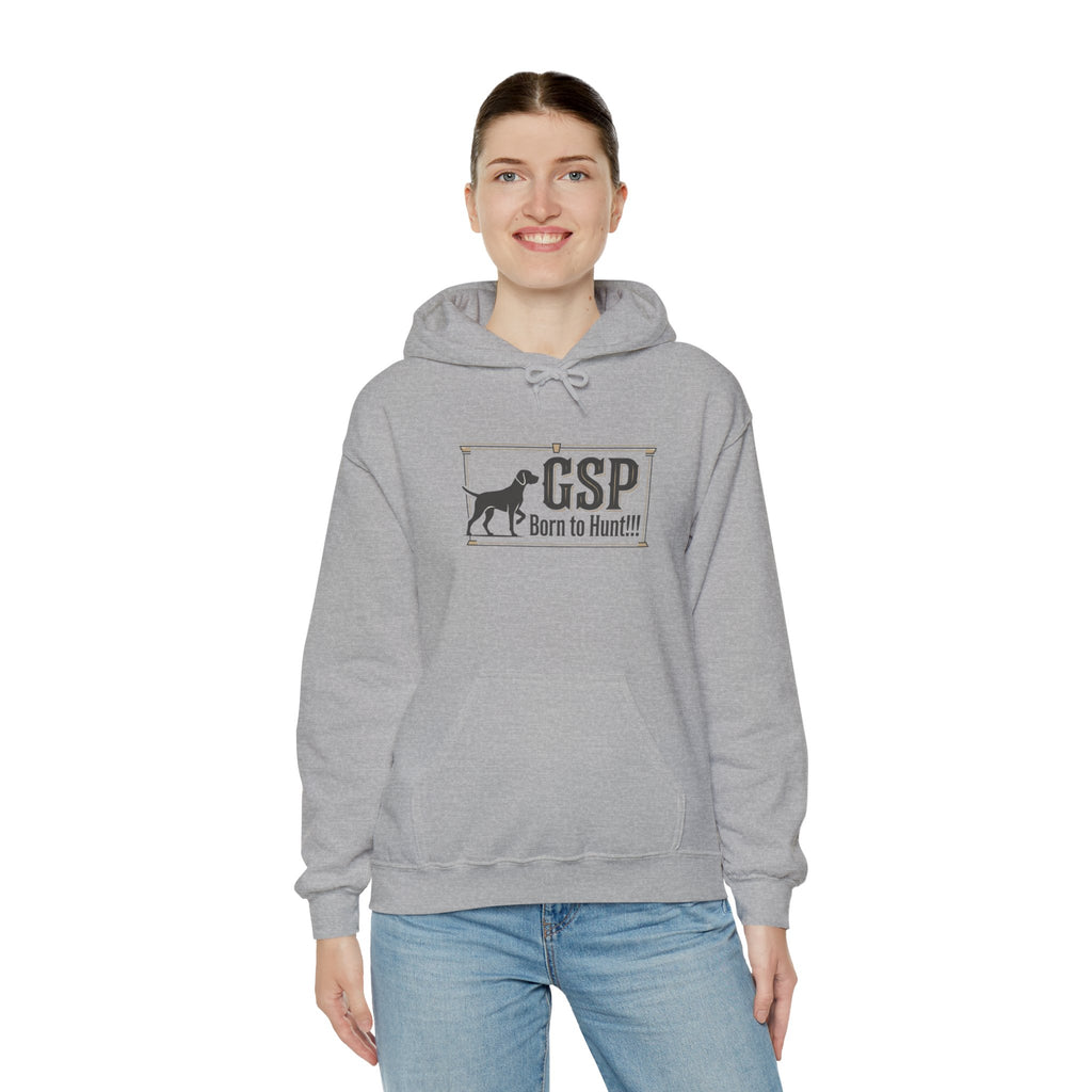 GSP 'Born to Hunt' Hoodie — German Shorthaired Pointer Blueprint Design