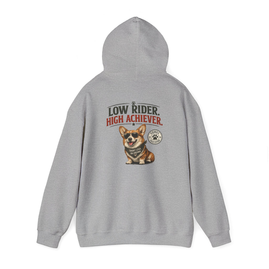 Corgi High Achiever Hoodie — 'Low Risk, High Achiever'