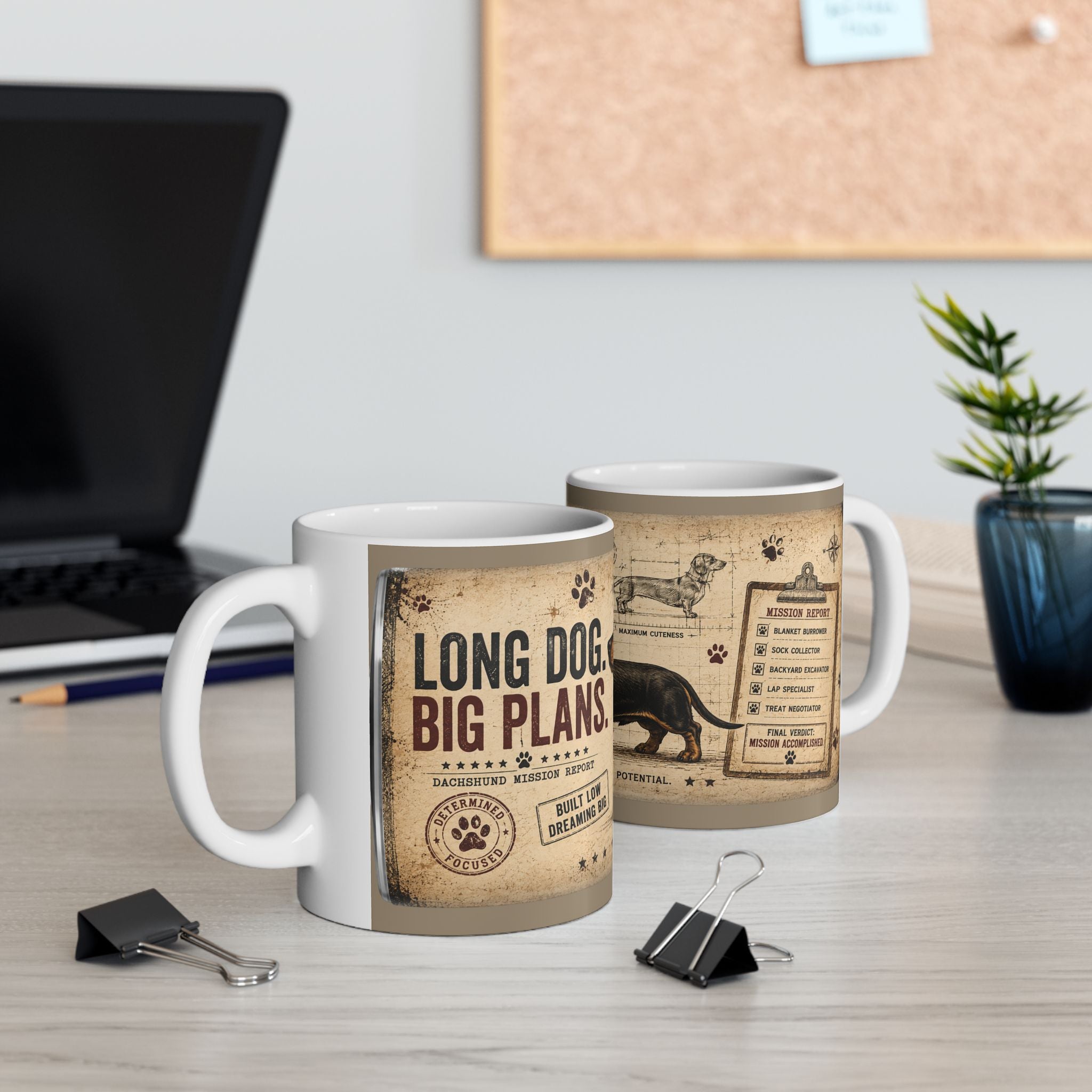 Dachshund Vintage Mug – “Long Dog, Big Dreams” 11oz/15oz