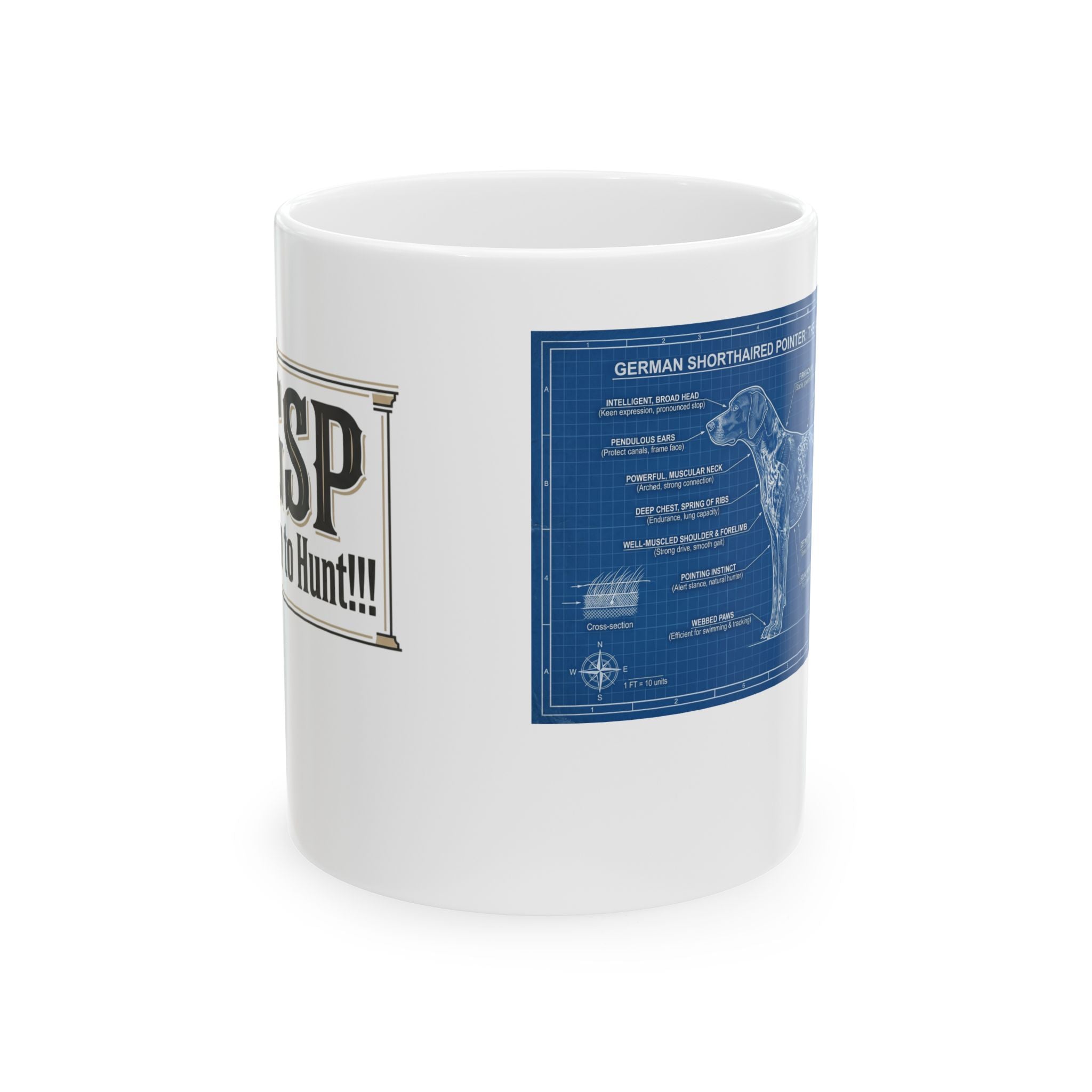 German Shorthaired Pointer Blueprint Ceramic Mug (11oz, 15oz)