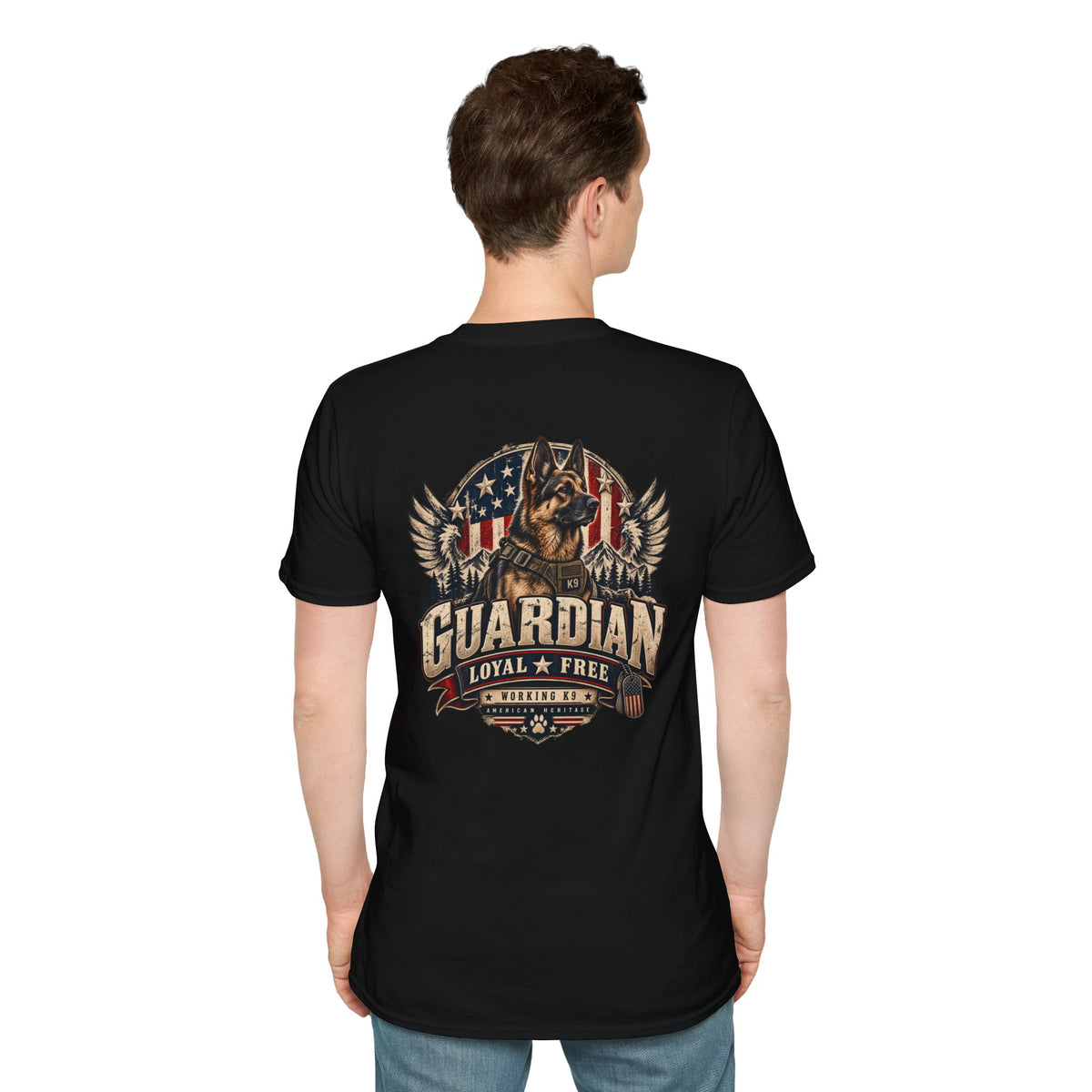 Guardian German Shepherd T-Shirt — Loyal & Free Patriotic K9 Tee