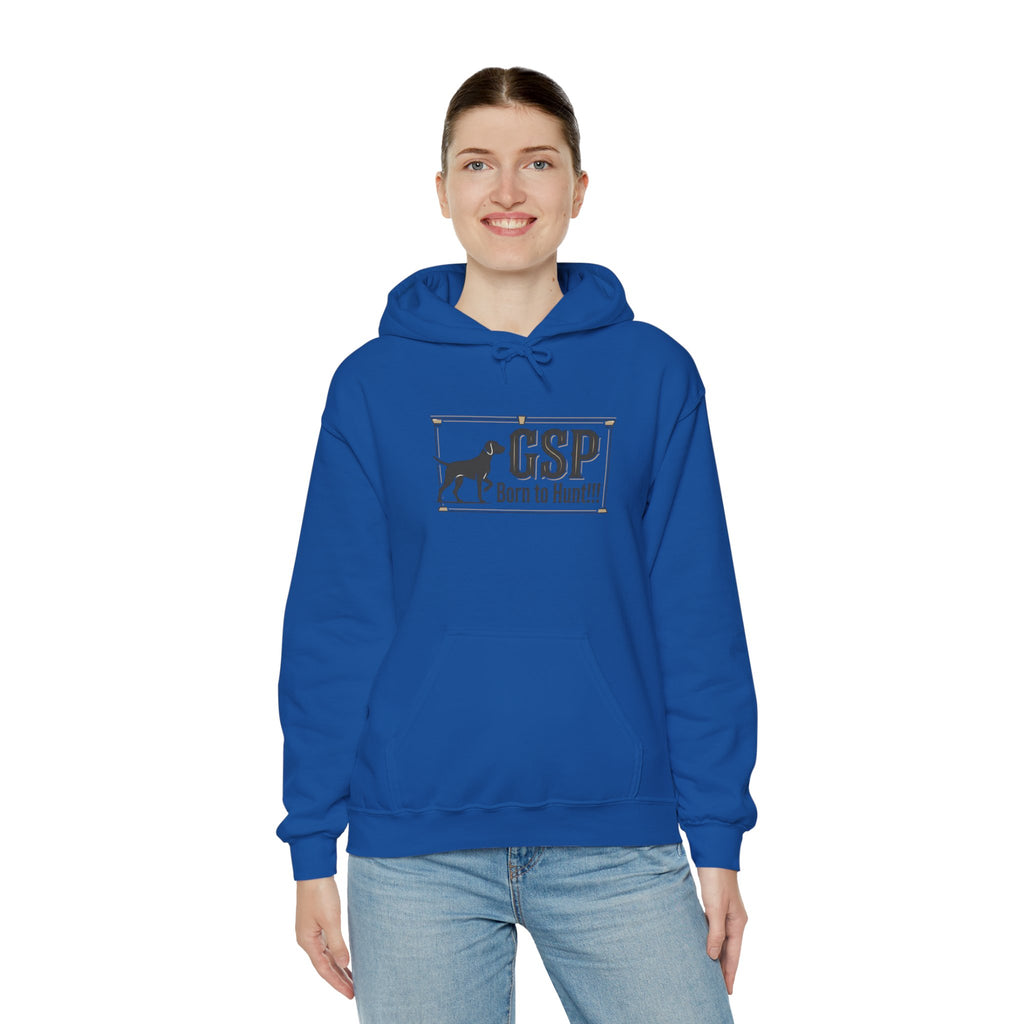 GSP 'Born to Hunt' Hoodie — German Shorthaired Pointer Blueprint Design