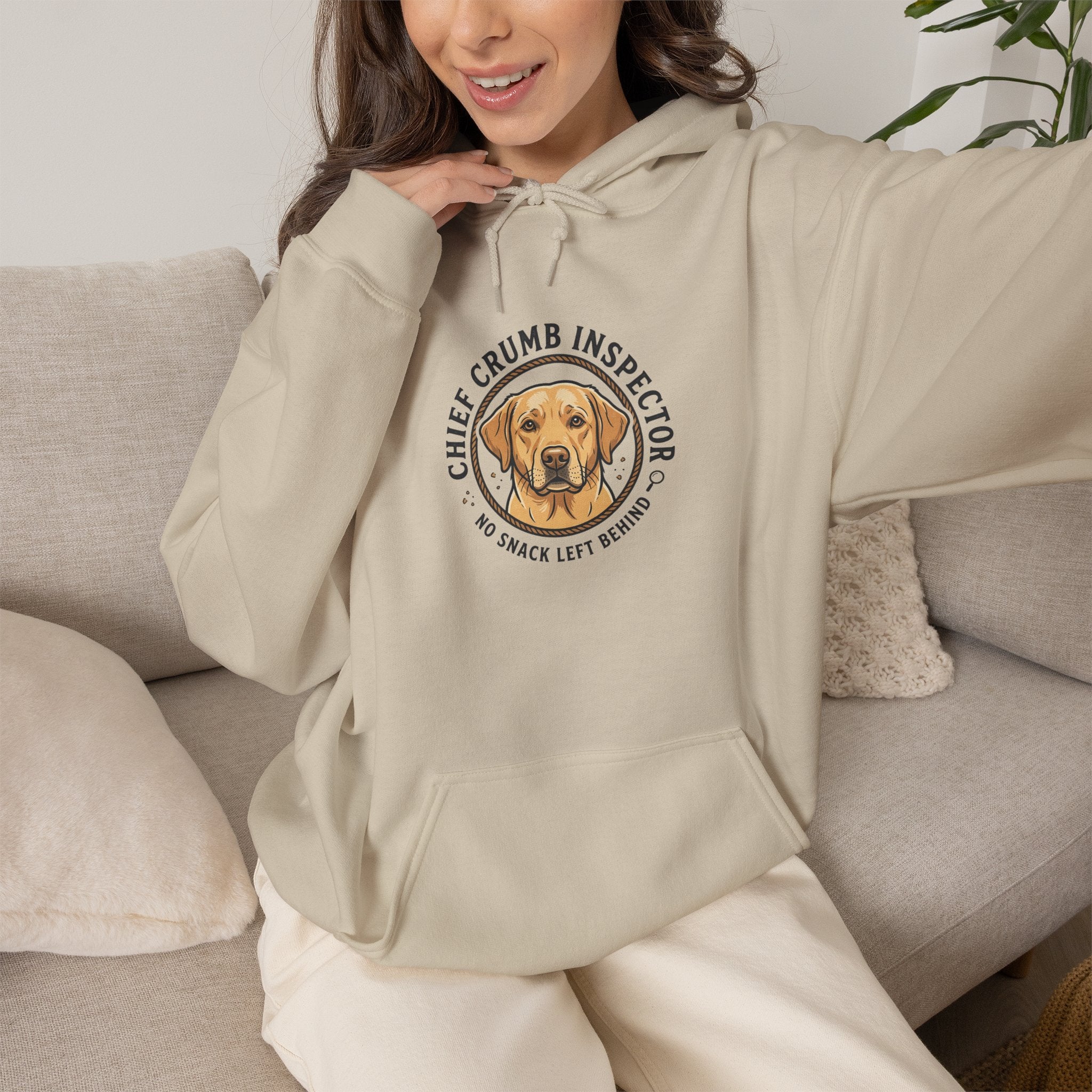 Labrador Retriever Hoodie — “Chief Crumb Inspector” Cute Labrador Kitchen Portrait Pullover