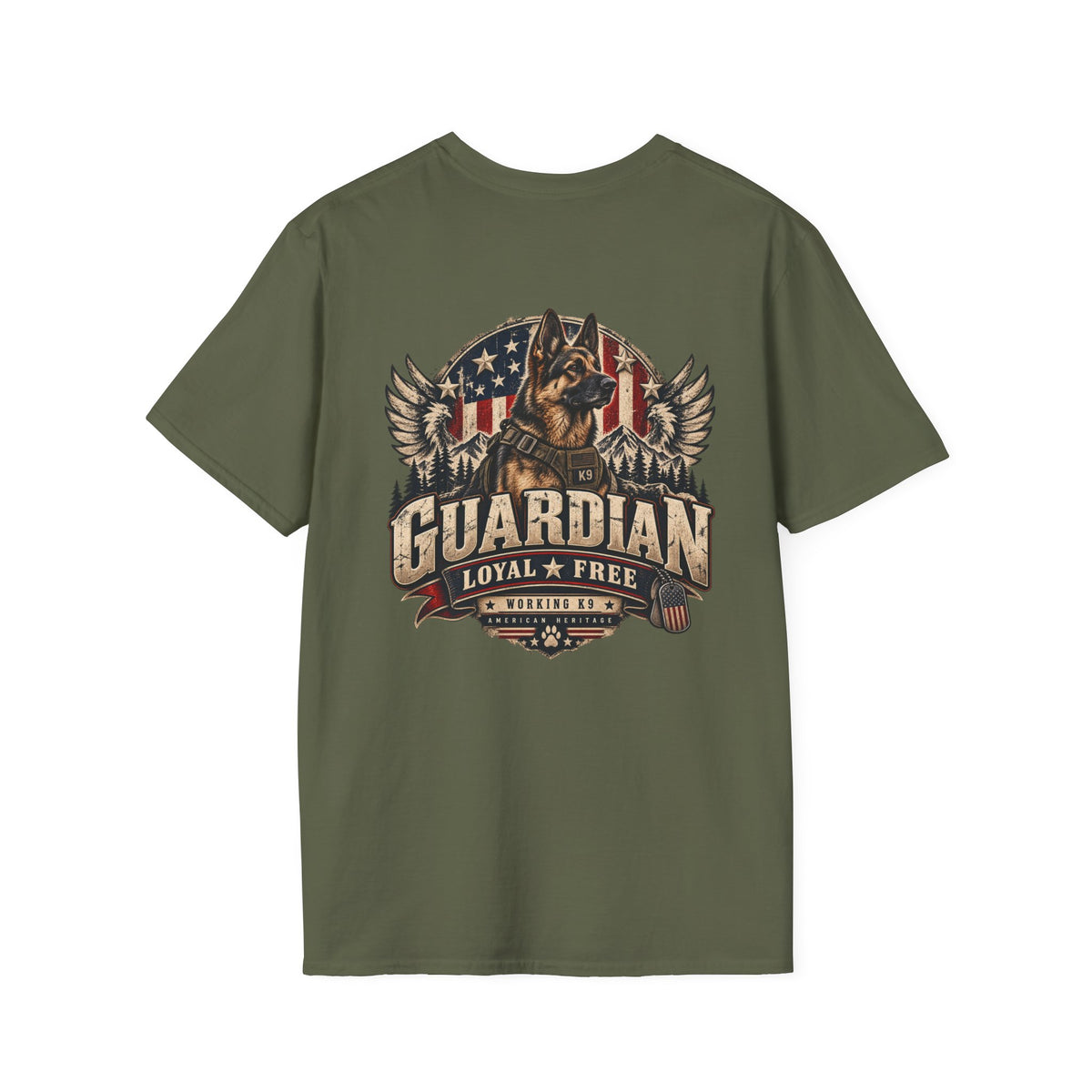 Guardian German Shepherd T-Shirt — Loyal & Free Patriotic K9 Tee