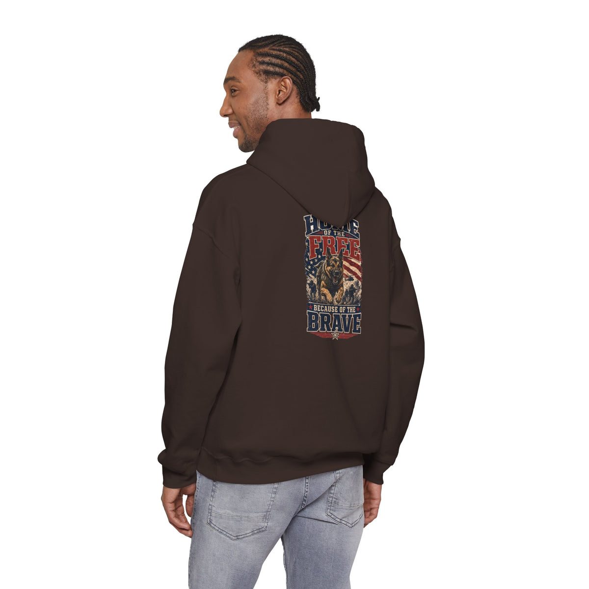1776 Patriotic Hoodie — "Free Because of the Brave" Military Veteran Sweatshirt