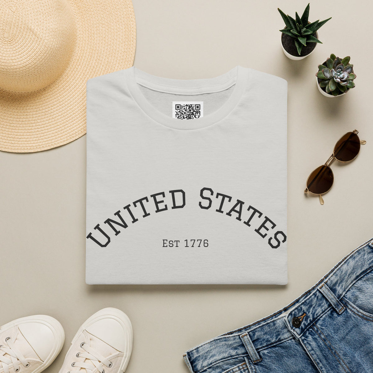 United States EST 1776 T-Shirt | Patriotic Vintage Script Tee