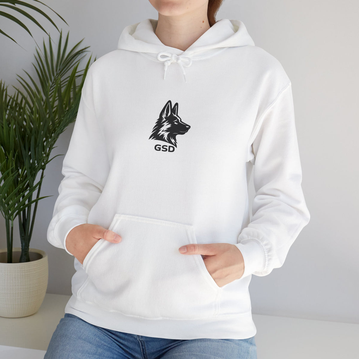 German Shepherd Hoodie - "I Can Run What's Your SuperPower" - Word Cloud Dog Silhouette Graphic Sweatshirt