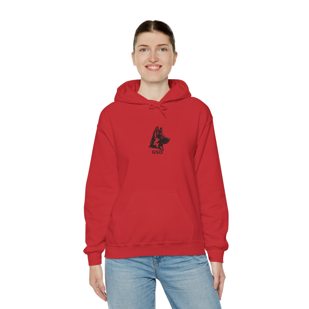 German Shepherd Hoodie - "I Can Run What's Your SuperPower" - Word Cloud Dog Silhouette Graphic Sweatshirt