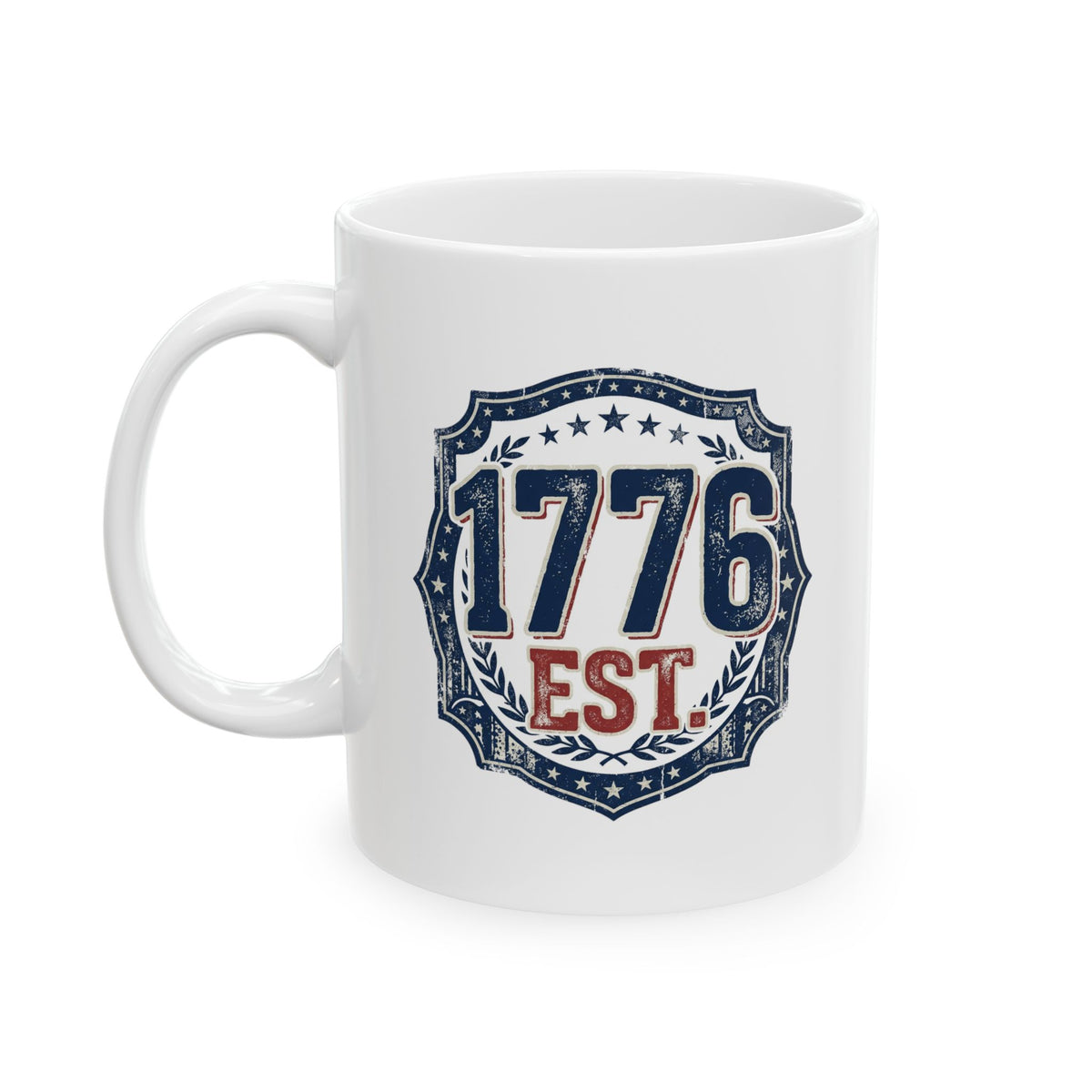 1776 American Freedom Ceramic Mug — Patriotic Police Shield Design (11oz & 15oz)