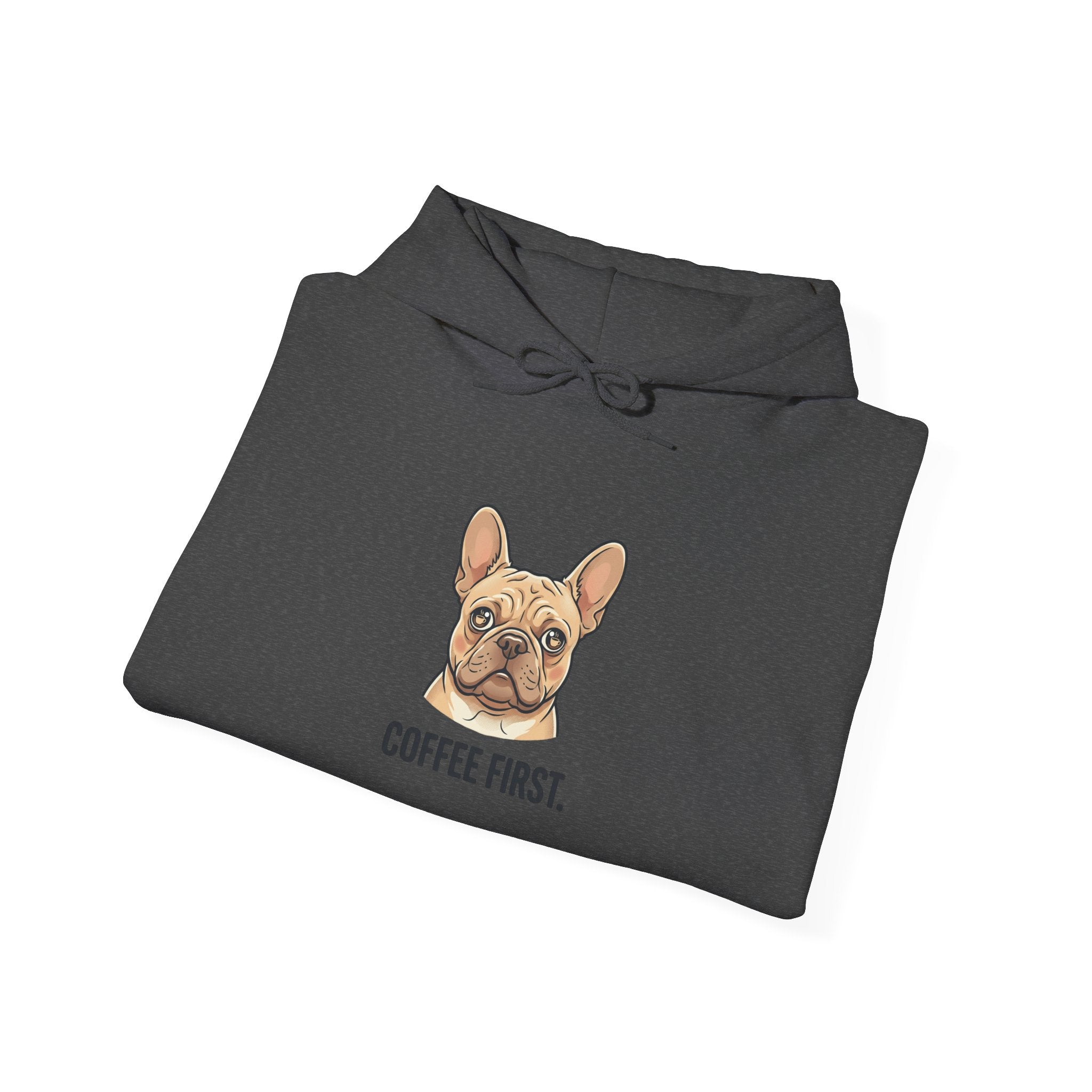 French Bulldog Coffee First Hoodie — 'Then The Zoomies' Graphic Pullover