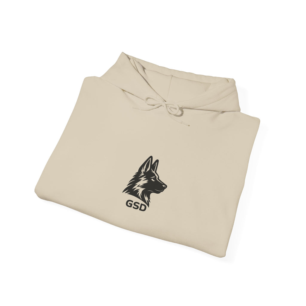 German Shepherd Hoodie - "I Can Run What's Your SuperPower" - Word Cloud Dog Silhouette Graphic Sweatshirt