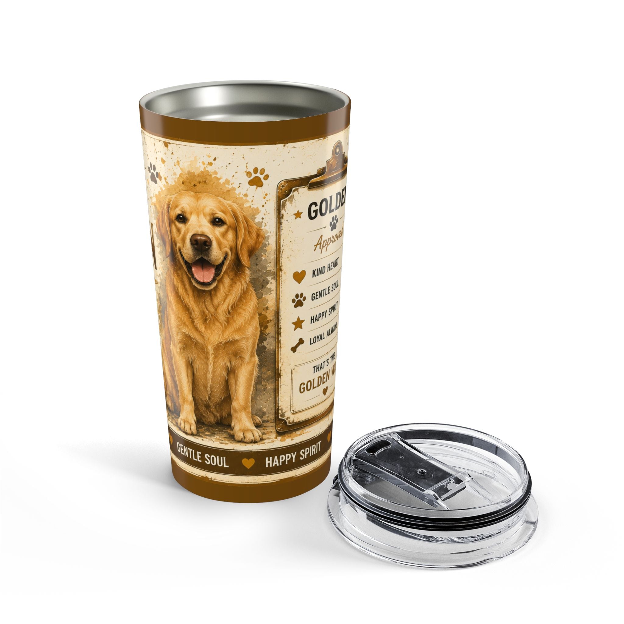 20oz Golden Retriever Tumbler – "Stay Golden" Dog Lover Travel Cup