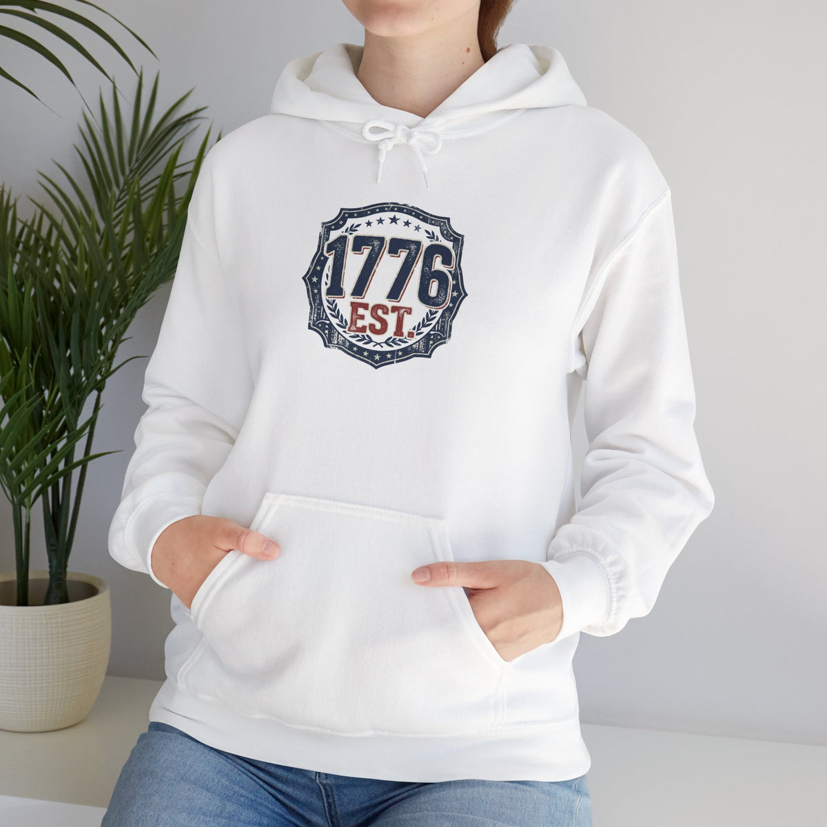 1776 Patriotic Hoodie — "Free Because of the Brave" Military Veteran Sweatshirt