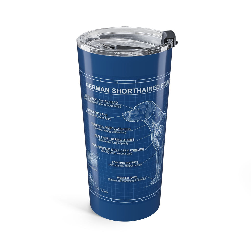German Shorthaired Pointer Blueprints 20oz Tumbler — Insulated Travel Cup for Dog Lovers