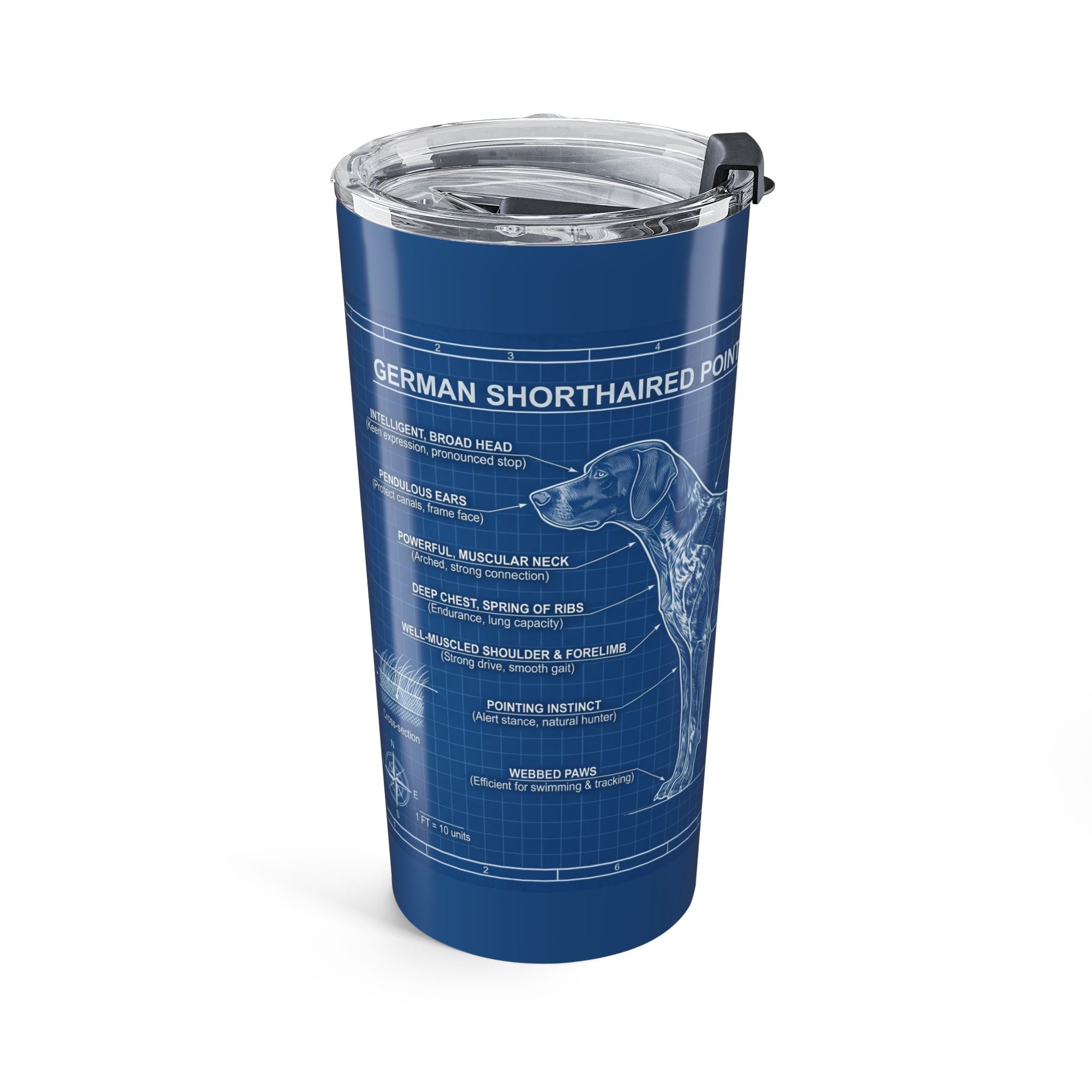 German Shorthaired Pointer Blueprints 20oz Tumbler — Insulated Travel Cup for Dog Lovers