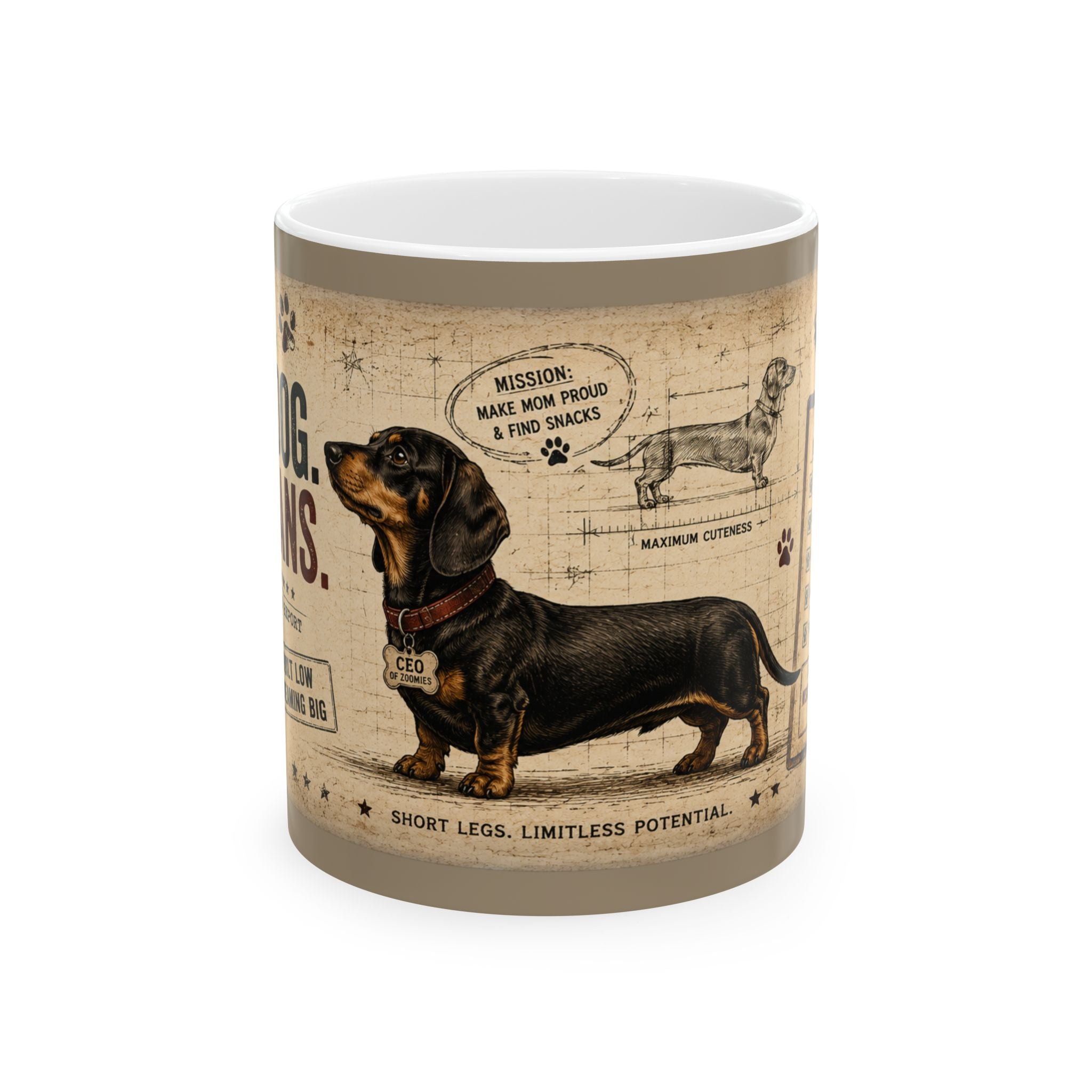 Dachshund Vintage Mug – “Long Dog, Big Dreams” 11oz/15oz