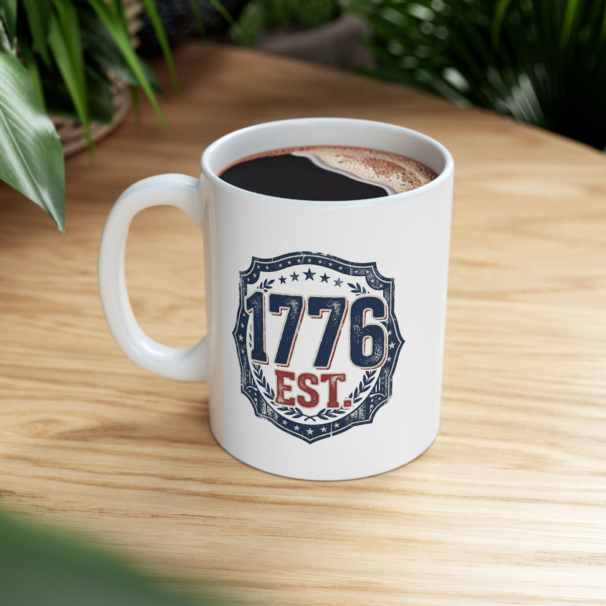 1776 American Freedom Ceramic Mug — Patriotic Police Shield Design (11oz & 15oz)