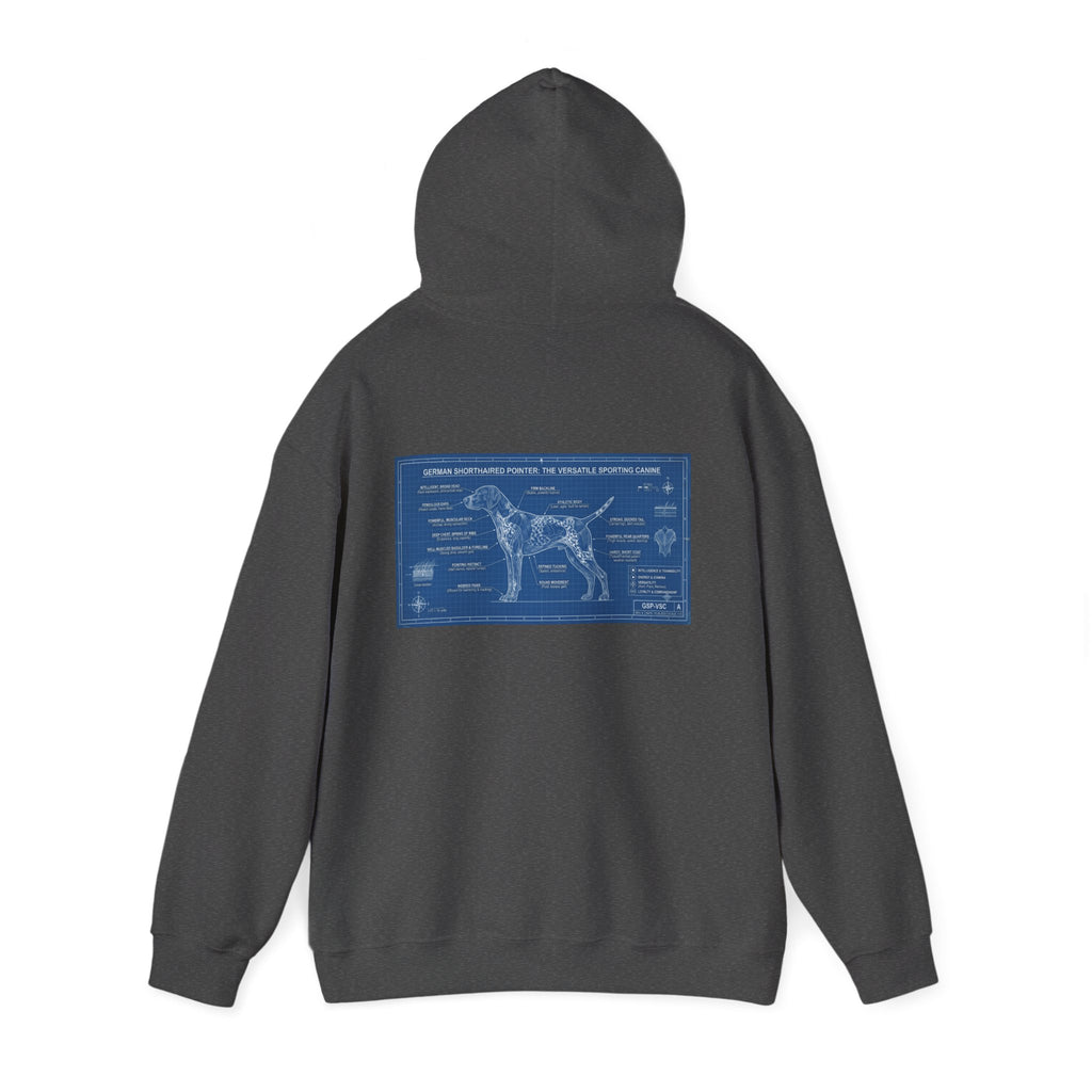 GSP 'Born to Hunt' Hoodie — German Shorthaired Pointer Blueprint Design