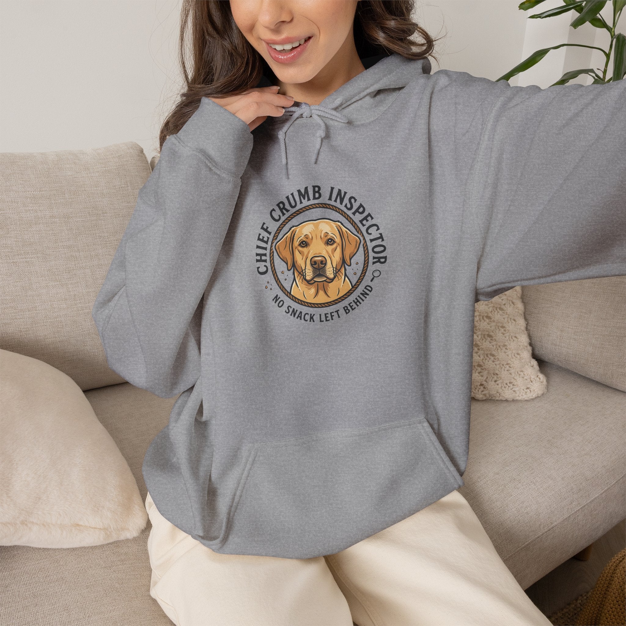 Labrador Retriever Hoodie — “Chief Crumb Inspector” Cute Labrador Kitchen Portrait Pullover