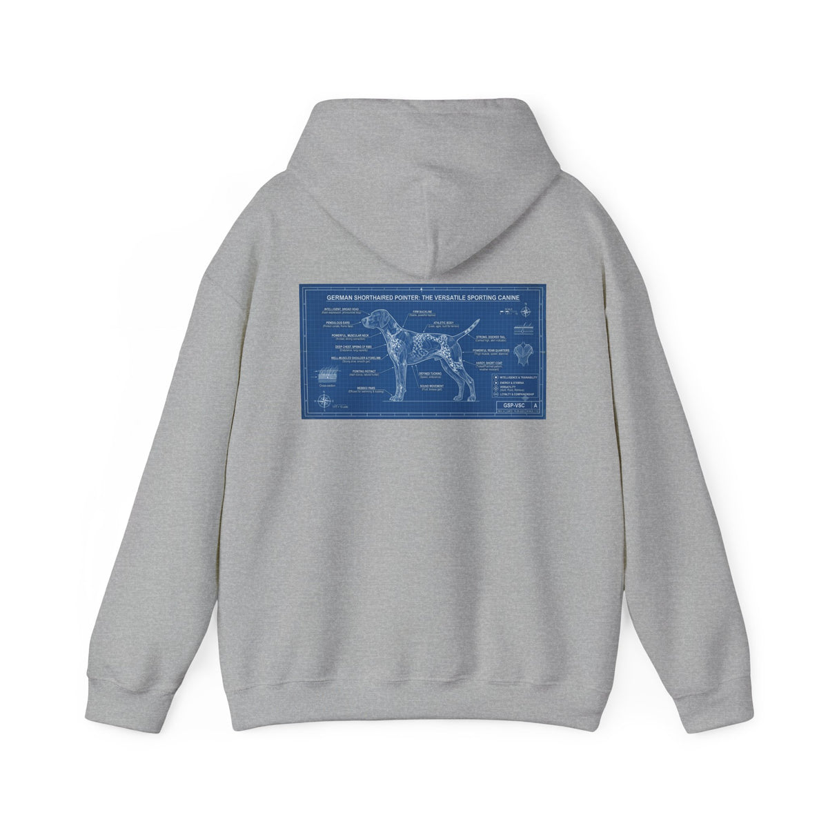 GSP 'Born to Hunt' Hoodie — German Shorthaired Pointer Blueprint Design