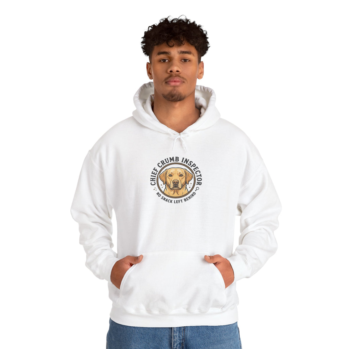 Labrador Retriever Hoodie — “Chief Crumb Inspector” Cute Labrador Kitchen Portrait Pullover