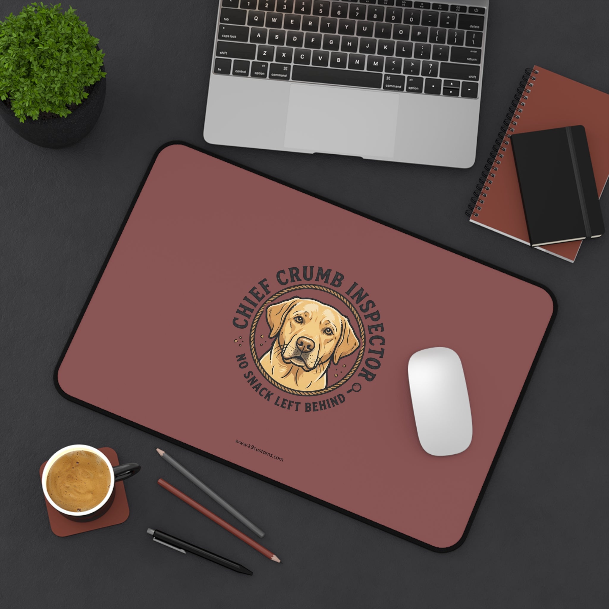 Labrador Retriever Desk Mat — "Chief Crumb Inspector" Labrador Mouse Pad Desk Mat