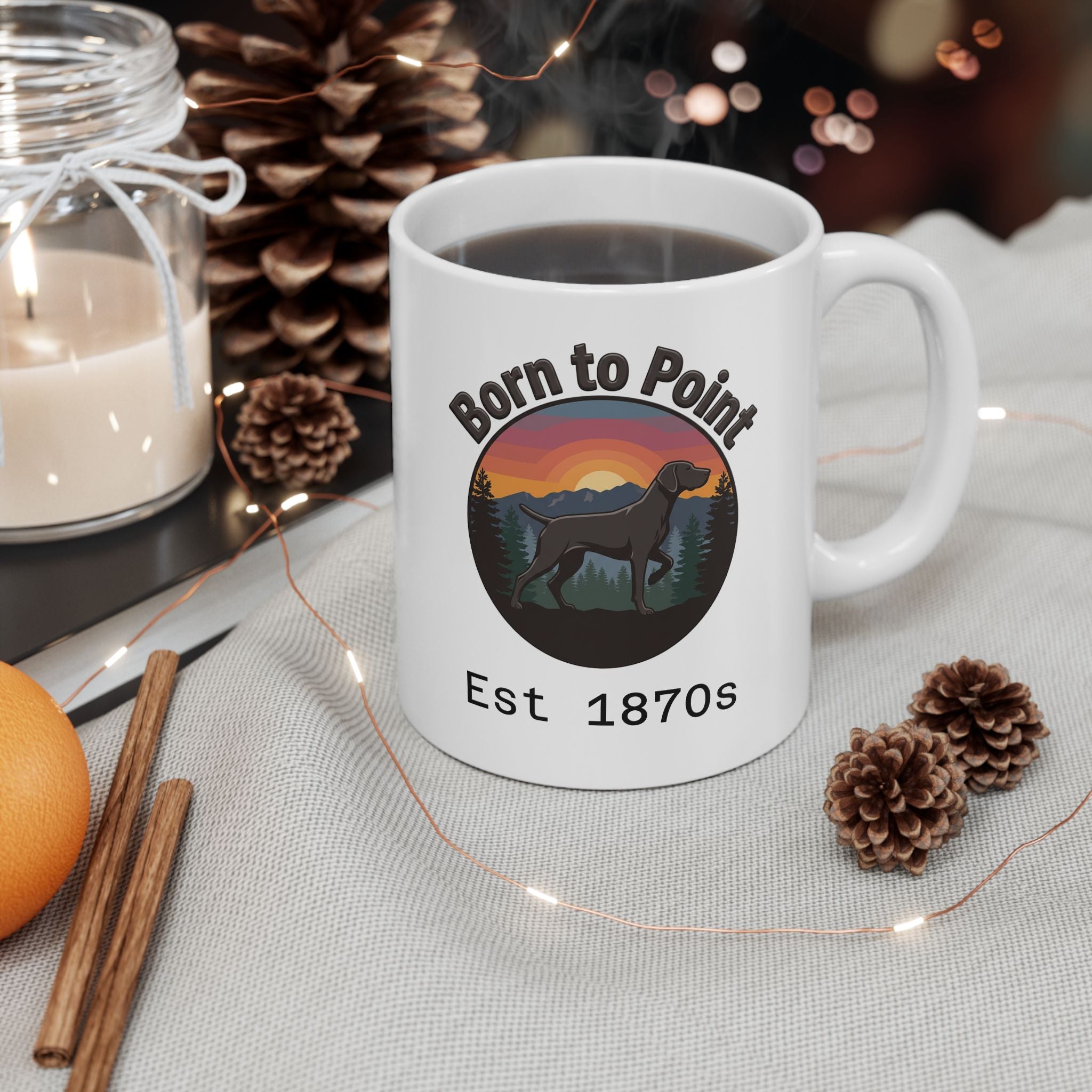 GSP Ceramic Mug — Born to Paint Vintage Sunset Logo (11oz & 15oz)