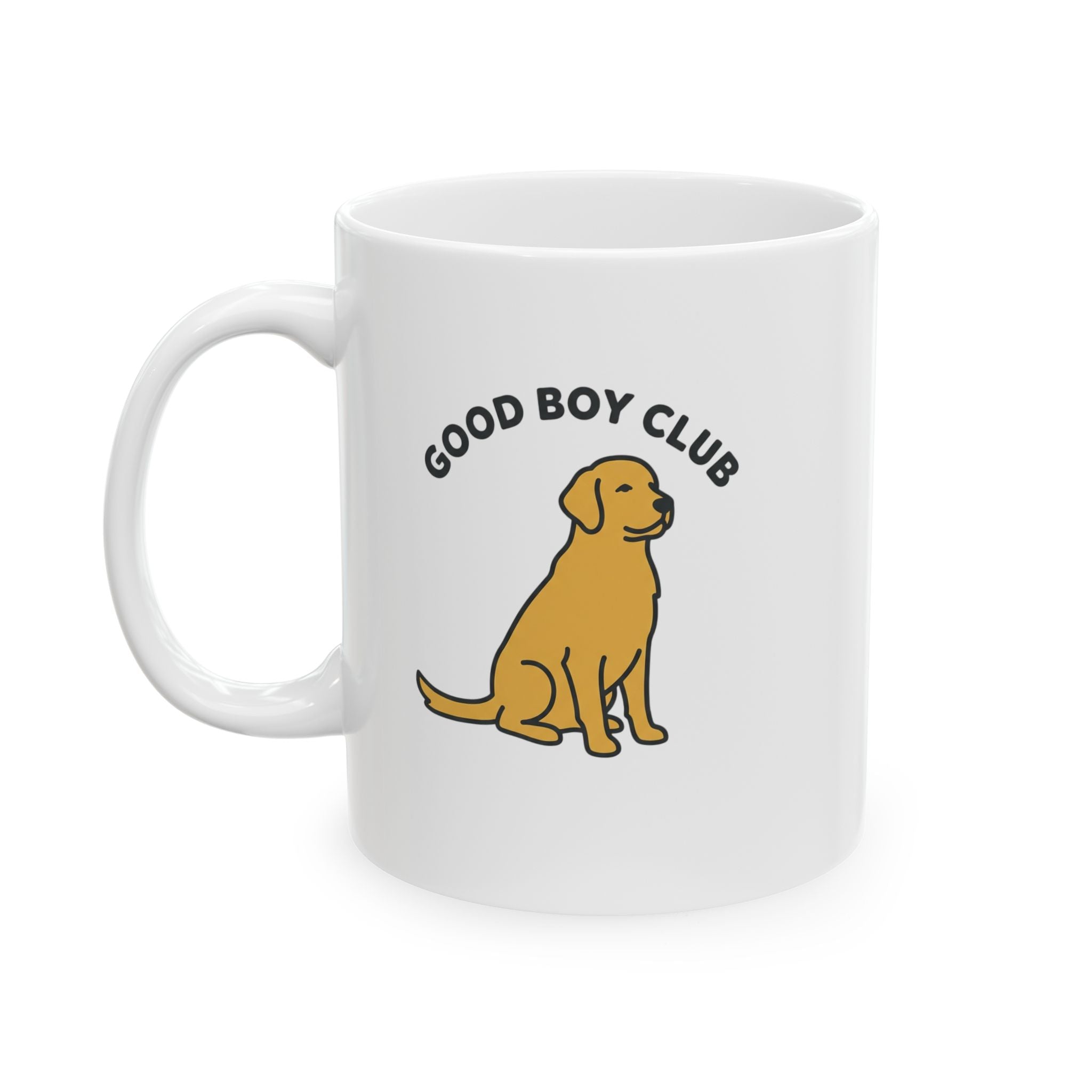 Golden Retriever Ceramic Mug — "Good Boy" Loyal Dog Coffee Cup (11oz/15oz)