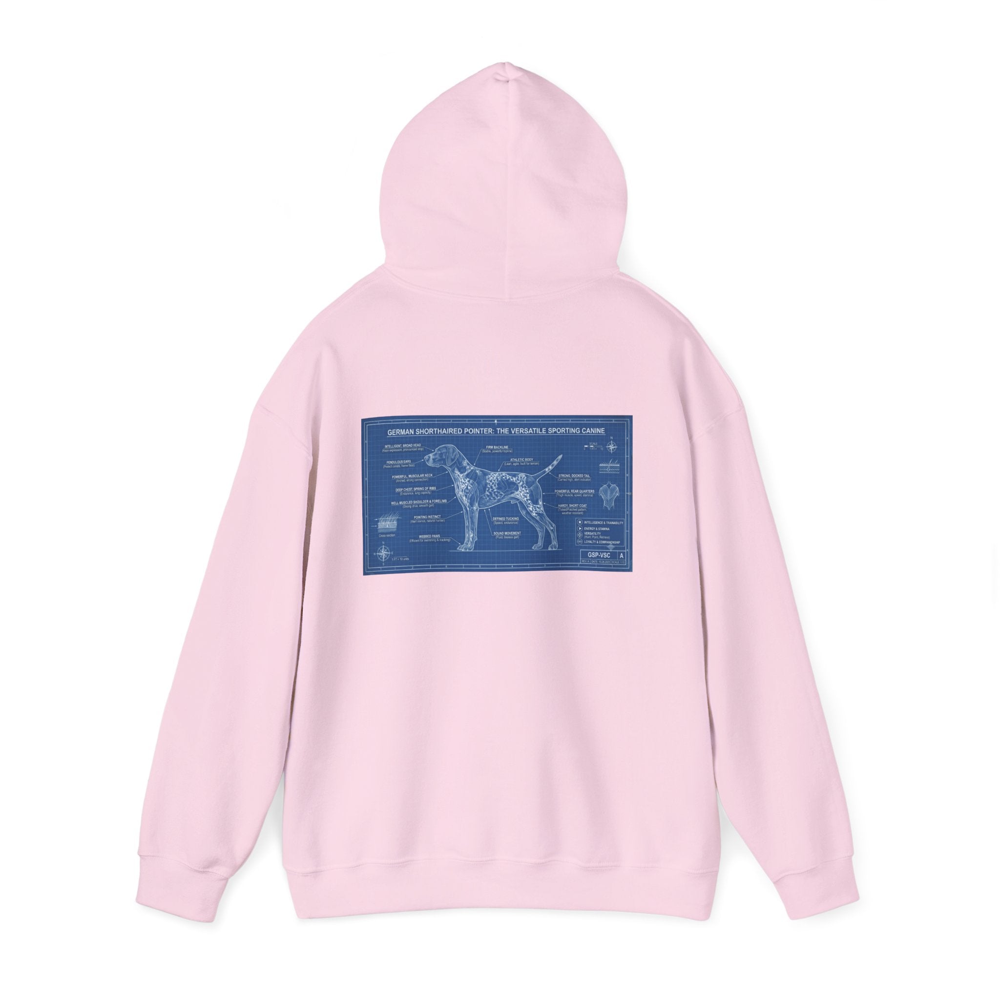 GSP 'Born to Hunt' Hoodie — German Shorthaired Pointer Blueprint Design