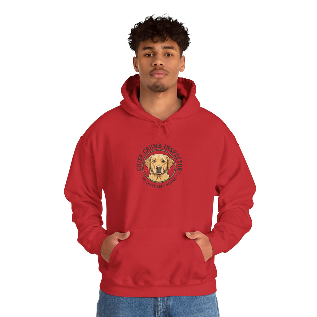 Labrador Retriever Hoodie — “Chief Crumb Inspector” Cute Labrador Kitchen Portrait Pullover