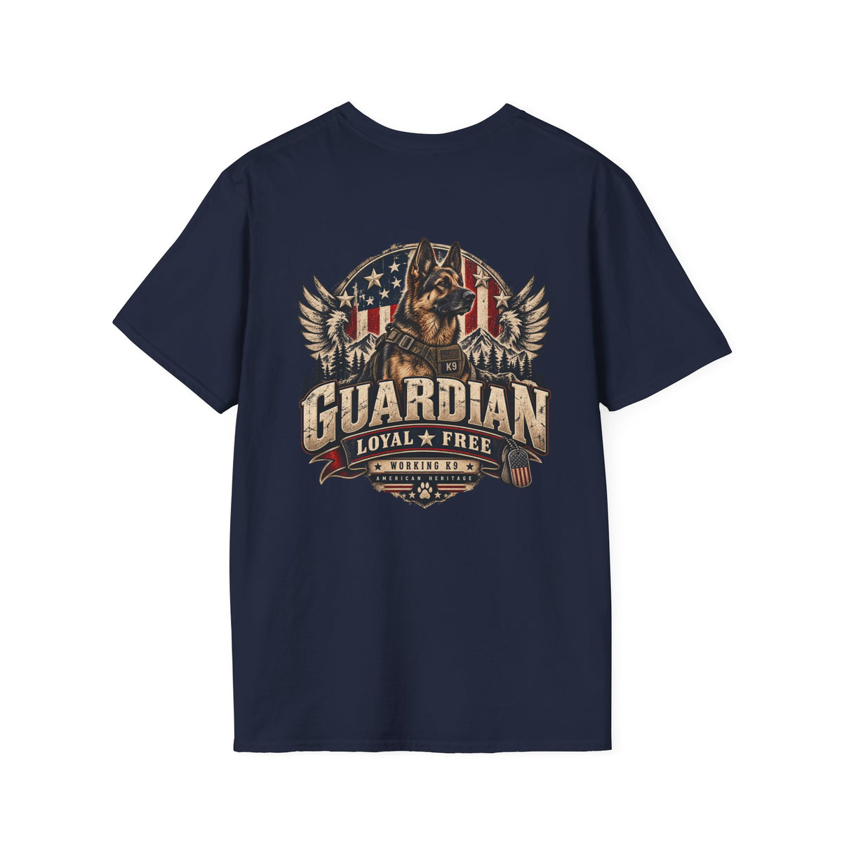 Guardian German Shepherd T-Shirt — Loyal & Free Patriotic K9 Tee
